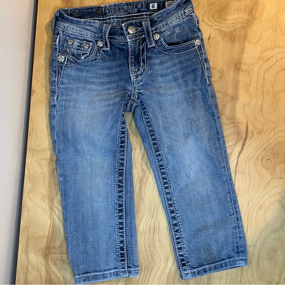 Miss Me Girls Sz 8 Capri Blue Jeans - Picture 3 of 7